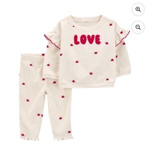 Carter's Cream Pajama Set with Pink Hearts